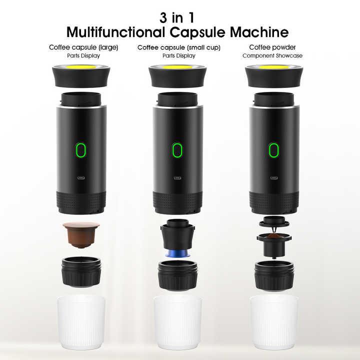 White Portable Espresso Coffee Machine - Universal 3-in-1 Capsule, Coffee Powder, and Espresso Maker - Mekamart Australia