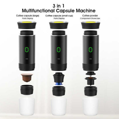 White Portable Espresso Coffee Machine - Universal 3-in-1 Capsule, Coffee Powder, and Espresso Maker - Mekamart Australia