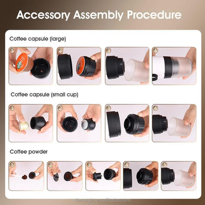 White Portable Espresso Coffee Machine - Universal 3-in-1 Capsule, Coffee Powder, and Espresso Maker - Mekamart Australia