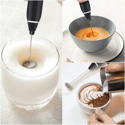 Black 304 Stainless Steel 3-Speed Handheld Electric Milk Frother, Egg Beater, Paint Mixer, and Milk Powder Blender - Mekamart Australia