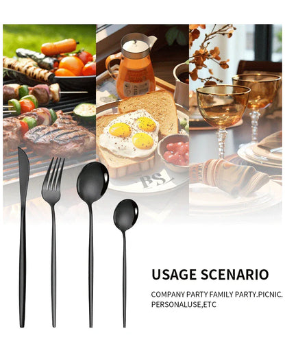 Rose Gold Color Premium 24-Piece Stainless Steel Cutlery Set - Elegant Golden Steak Knife, Fork, and Spoon Set in Luxury Gift Box - Mekamart Australia