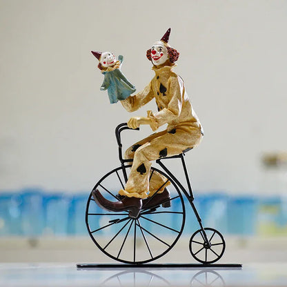 Vintage Circus Clown Figurines - Retro Balloon and Bicycle Ornaments - Mekamart Australia