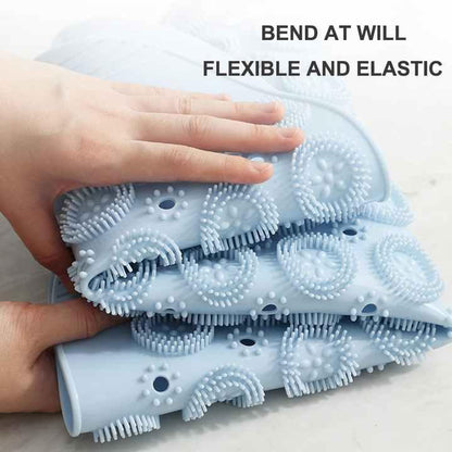 Grey Non-Slip Round Shower Foot Scrubber Mat - Soft Silicone Massage Pad for Foot Cleaning - Mekamart Australia