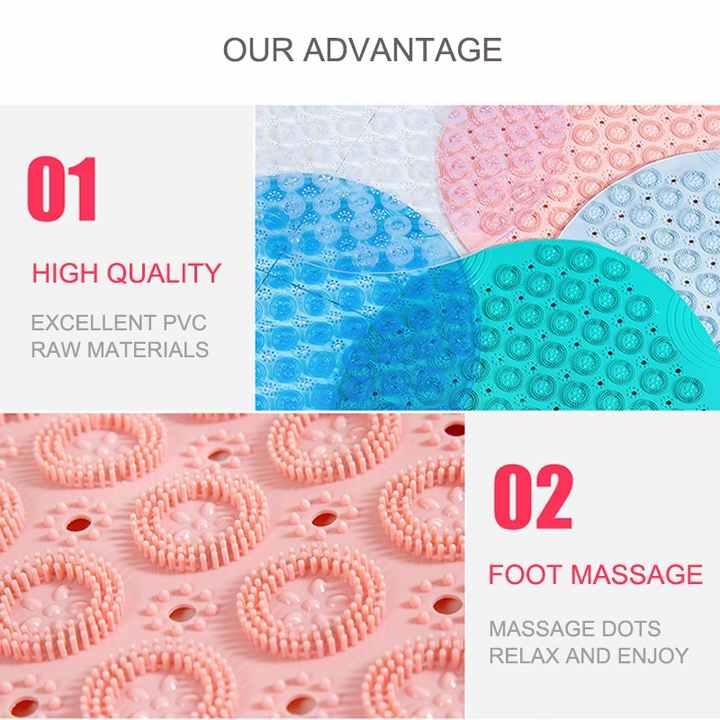 Grey Non-Slip Round Shower Foot Scrubber Mat - Soft Silicone Massage Pad for Foot Cleaning - Mekamart Australia