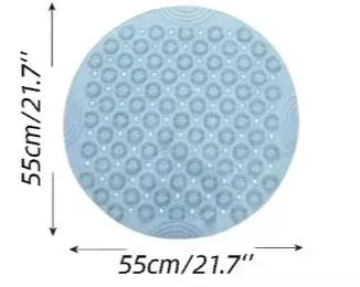 Grey Non-Slip Round Shower Foot Scrubber Mat - Soft Silicone Massage Pad for Foot Cleaning - Mekamart Australia