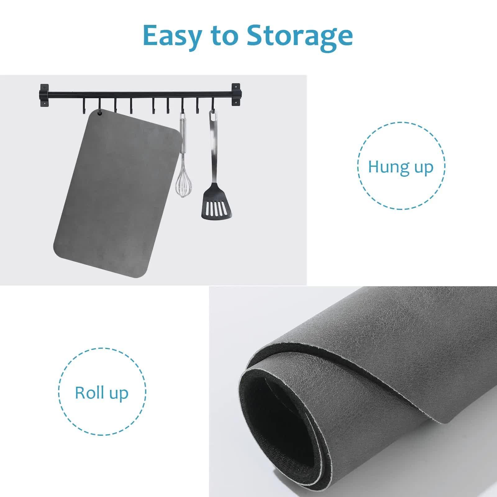 Silver Waterproof Quick-Dry Kitchen Mat - Non-Slip Rubber Base, Absorbent Technology Fabric, 4mm Thick - Mekamart Australia
