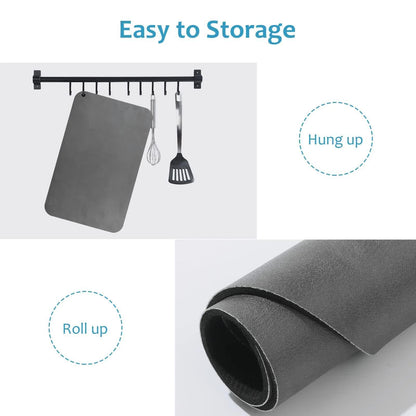 Silver Waterproof Quick-Dry Kitchen Mat - Non-Slip Rubber Base, Absorbent Technology Fabric, 4mm Thick - Mekamart Australia