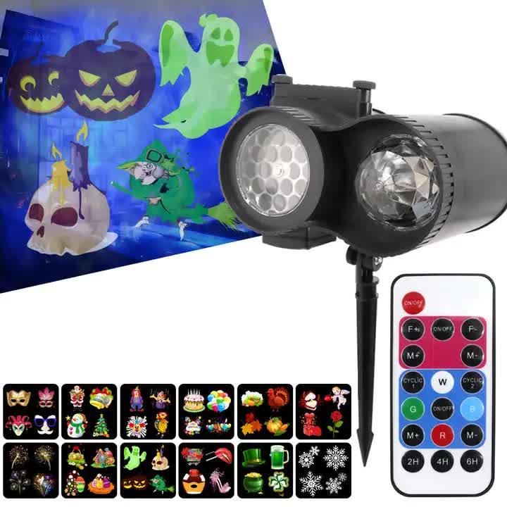 Bracket Outdoor Waterproof Lawn Dual-Tube Projection Light – LED Halloween & Christmas Dynamic Water Ripple Animation, Replaceable 12 Slides, Stake or Stand Mountable - Mekamart Australia