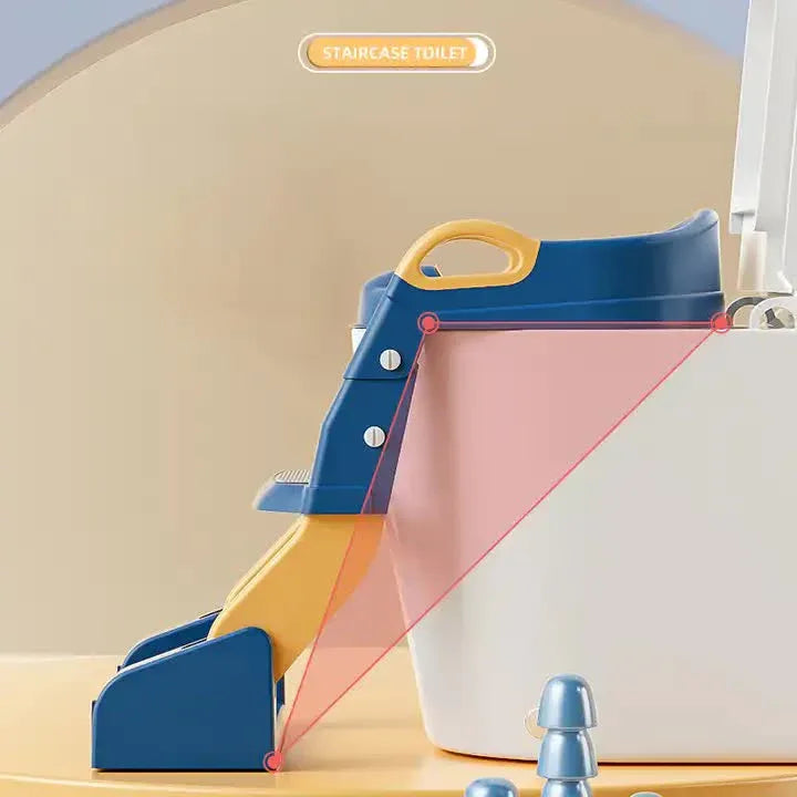 Grey Children's Toilet Trainer Seat – Foldable Potty Ladder with Color Box, Easy-to-Use Toilet Seat for Kids - Mekamart Australia