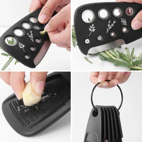 Stackable Kitchen Tool Set - Multi-Function Grater, Herb Cutter, Garlic Press, Can Opener, Cheese Grater, Pizza Cutter & Spice Set - Mekamart Australia