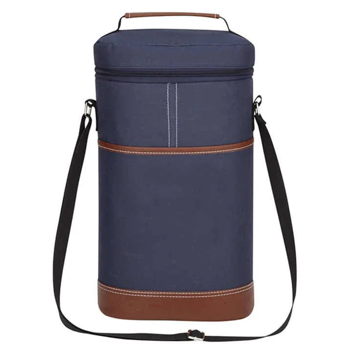 Black Portable Insulated Wine Cooler Bag – Oxford Fabric Round Tote with Thick Aluminum Lining for Wine, Champagne, and Beverages - Mekamart Australia