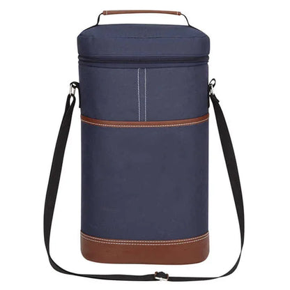 Black Portable Insulated Wine Cooler Bag – Oxford Fabric Round Tote with Thick Aluminum Lining for Wine, Champagne, and Beverages - Mekamart Australia