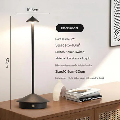 Black Modern Minimalist Aluminum LED Mushroom Night Light - Creative Bedside Atmosphere Lamp for Dining Room and Bedroom - Mekamart Australia