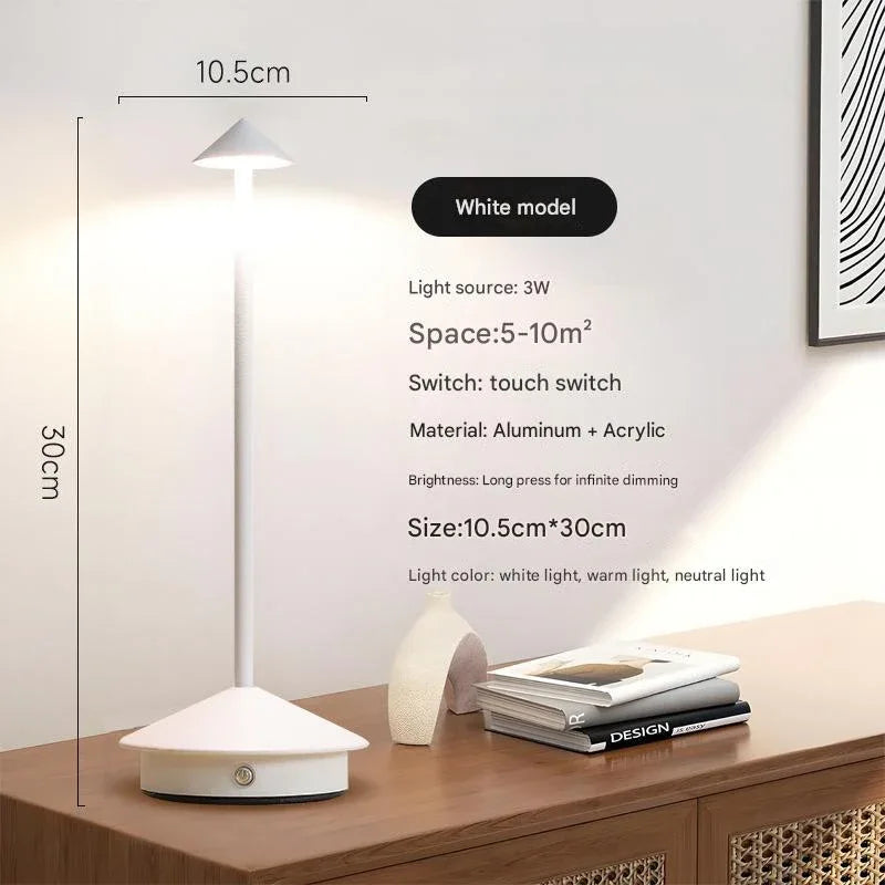 White Modern Minimalist Aluminum LED Mushroom Night Light - Creative Bedside Atmosphere Lamp for Dining Room and Bedroom - Mekamart Australia