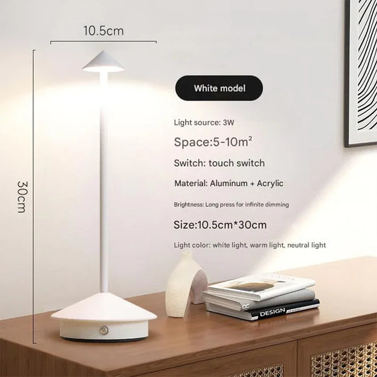 White Modern Minimalist Aluminum LED Mushroom Night Light - Creative Bedside Atmosphere Lamp for Dining Room and Bedroom - Mekamart Australia
