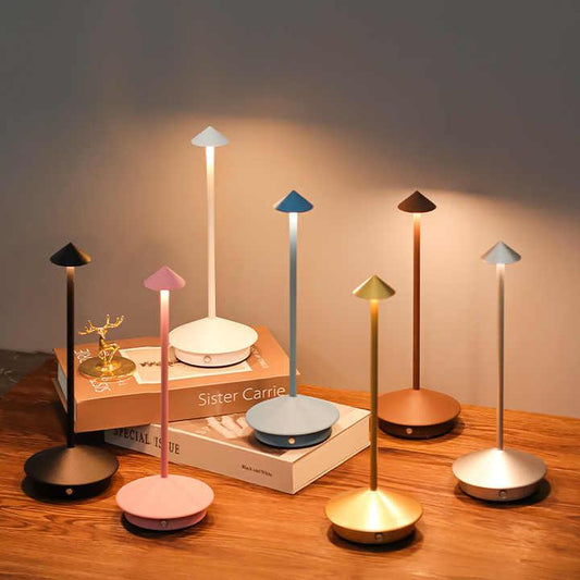 White Modern Minimalist Aluminum LED Mushroom Night Light - Creative Bedside Atmosphere Lamp for Dining Room and Bedroom - Mekamart Australia
