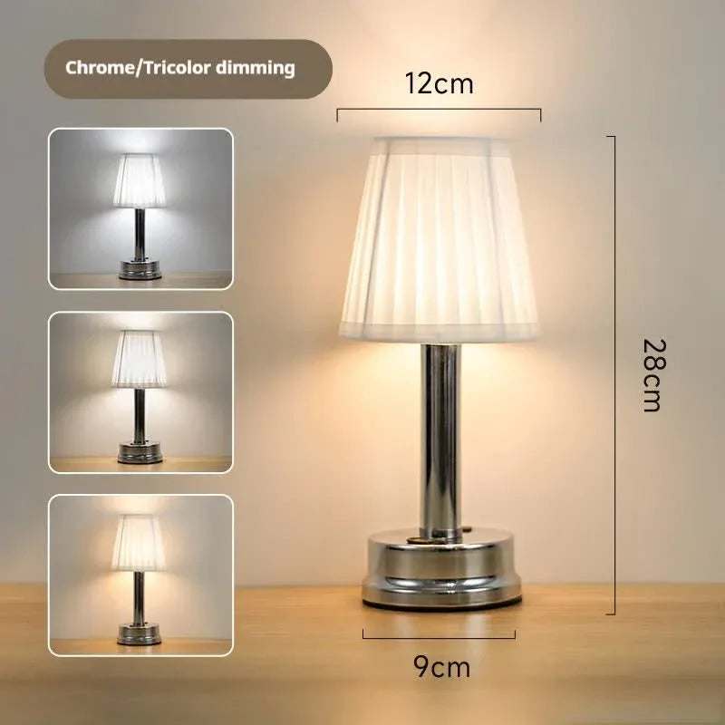 Silver Creative LED Rechargeable Table Lamp | 3 Adjustable Light Modes | Touch Control | USB Charging | Modern Atmosphere Light for Bar, Restaurant, Cafe, and Home Decor - Mekamart Australia
