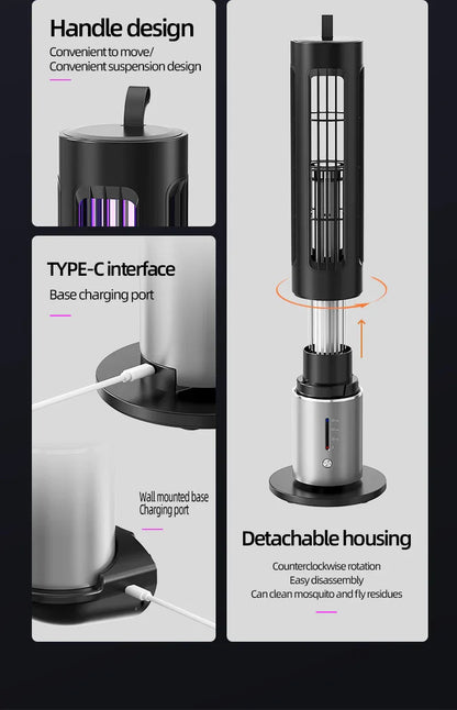 Electric Mosquito Killer Lamp with Detachable Housing and Timer Function - USB Rechargeable - Mekamart Australia