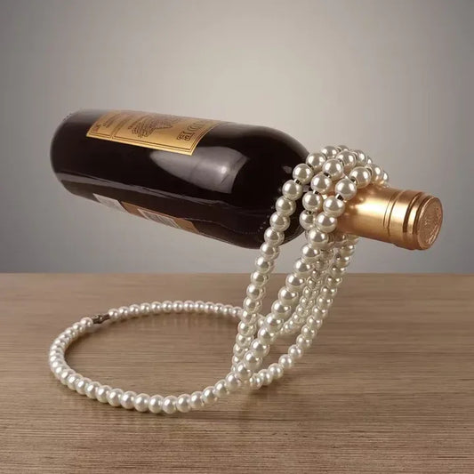 White Modern Floating Pearl Wine Bottle Holder - Elegant Home Decor, Unique Kitchen Accessory for Dining, Bar, and Living Room - Mekamart Australia