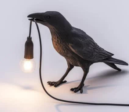 Black Bird Standing Shape Nordic Resin Bird Wall Lamp - Creative Animal Bedside Decorative USB Night Light, Stylish Bird Perched Lamp for Bedroom and Living Room - Mekamart Australia