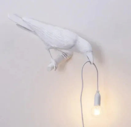 White Bird Left Wall Lamp Nordic Resin Bird Wall Lamp - Creative Animal Bedside Decorative USB Night Light, Stylish Bird Perched Lamp for Bedroom and Living Room - Mekamart Australia