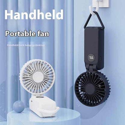 White Portable Handheld Fan with 2000mAh Battery - 3-in-1 Design for Desk, Handheld, and Hanging Use (Model Q3) - Mekamart Australia