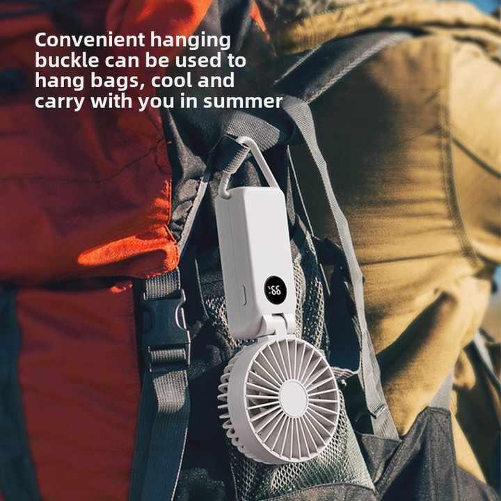 White Portable Handheld Fan with 2000mAh Battery - 3-in-1 Design for Desk, Handheld, and Hanging Use (Model Q3) - Mekamart Australia