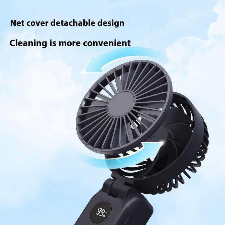 White Portable Handheld Fan with 2000mAh Battery - 3-in-1 Design for Desk, Handheld, and Hanging Use (Model Q3) - Mekamart Australia