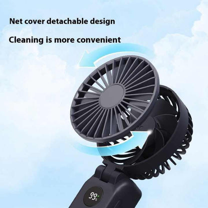 White Portable Handheld Fan with 2000mAh Battery - 3-in-1 Design for Desk, Handheld, and Hanging Use (Model Q3) - Mekamart Australia