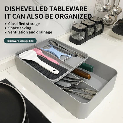 Kitchen Tableware Rack - Non-Punching Installation, Gray - Mekamart Australia