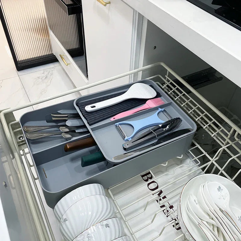 Kitchen Tableware Rack - Non-Punching Installation, Gray - Mekamart Australia