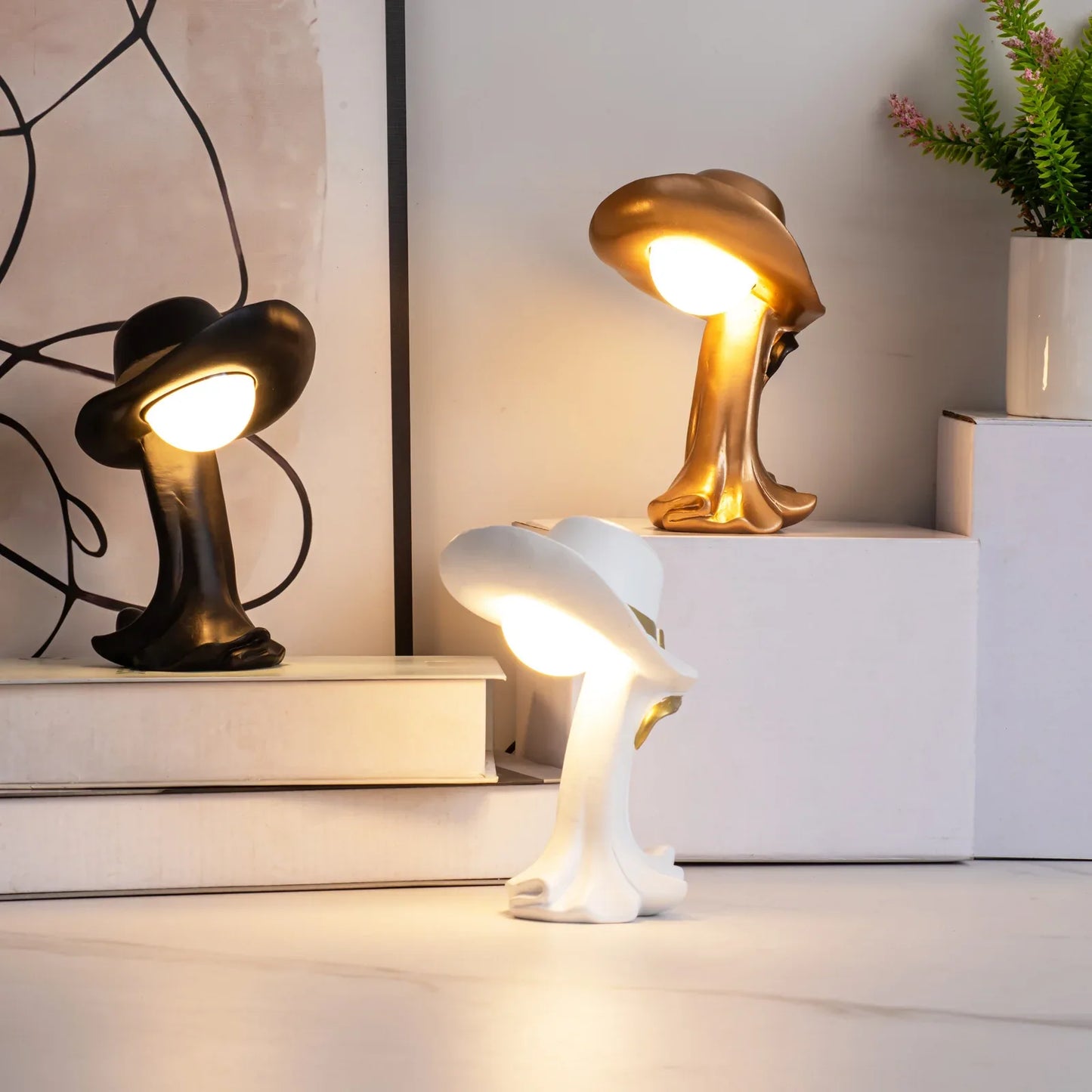 White Creative Cowboy Hat USB Table Lamp for Home and Office Decor - Mekamart Australia
