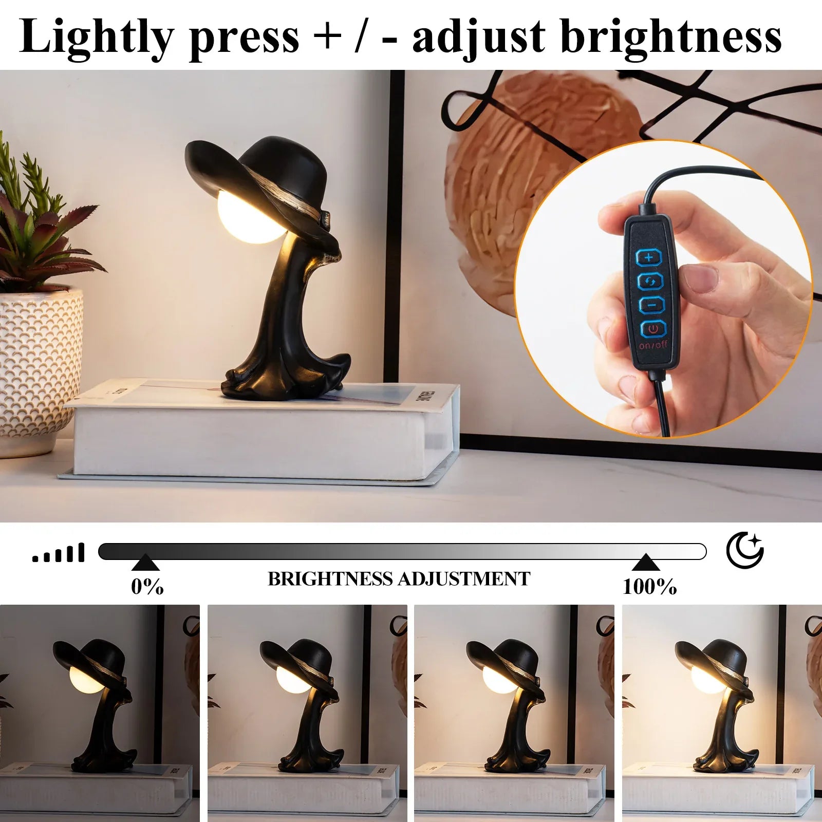 White Creative Cowboy Hat USB Table Lamp for Home and Office Decor - Mekamart Australia