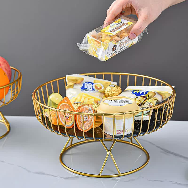 Elegant Iron Art Glass Serving Tray（White Glass) – Round Design with Gold Finish - Mekamart Australia