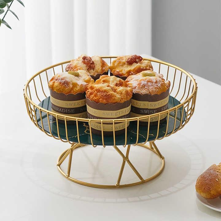 Elegant Iron Art Glass Serving Tray（White Glass) – Round Design with Gold Finish - Mekamart Australia