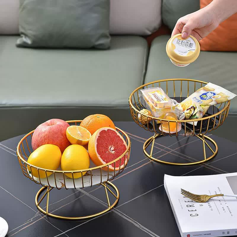 Elegant Iron Art Glass Serving Tray(Black Glass) - Round Design with Gold Finish - Mekamart Australia