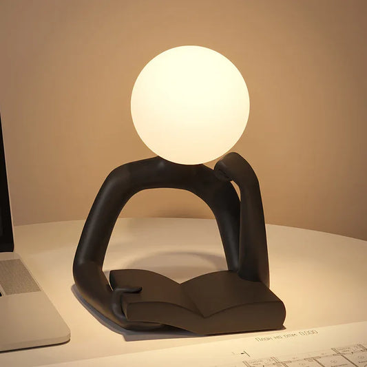 Black Creative Book Reader Desk Lamp - USB Powered, Modern Resin Design - Mekamart Australia