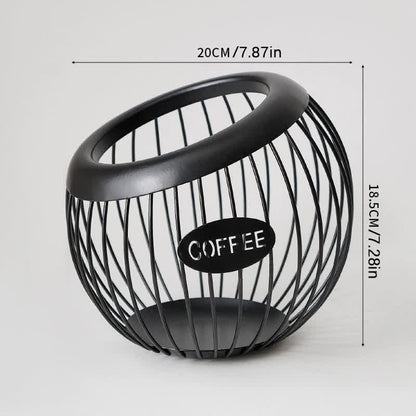 Black Handcrafted Coffee Capsule Storage Basket - Vintage Iron Art Design - Mekamart Australia
