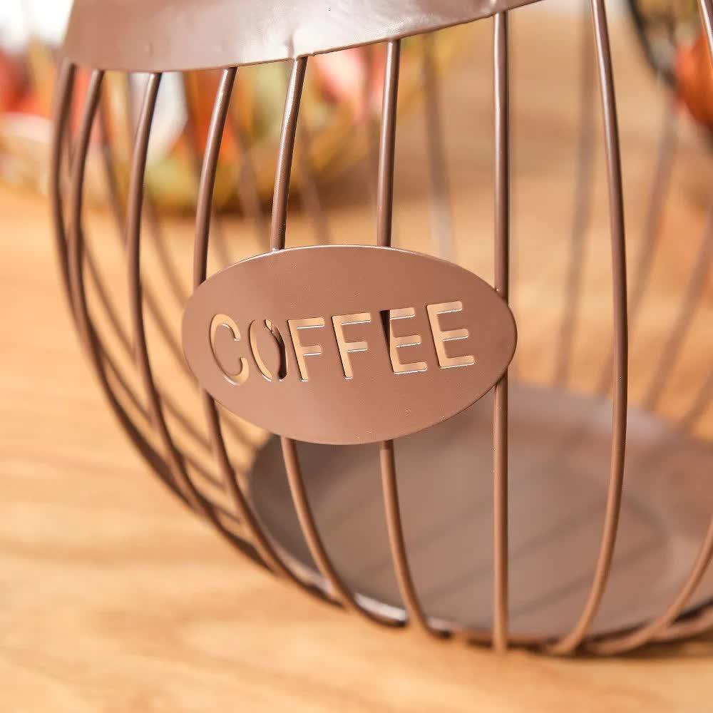 Black Handcrafted Coffee Capsule Storage Basket - Vintage Iron Art Design - Mekamart Australia