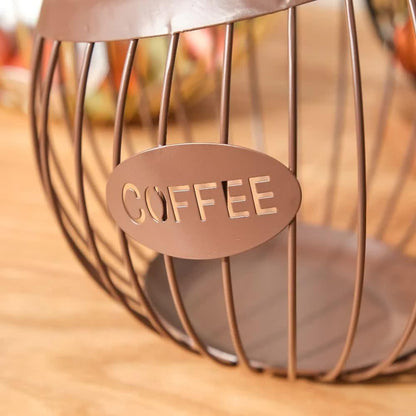 Black Handcrafted Coffee Capsule Storage Basket - Vintage Iron Art Design - Mekamart Australia