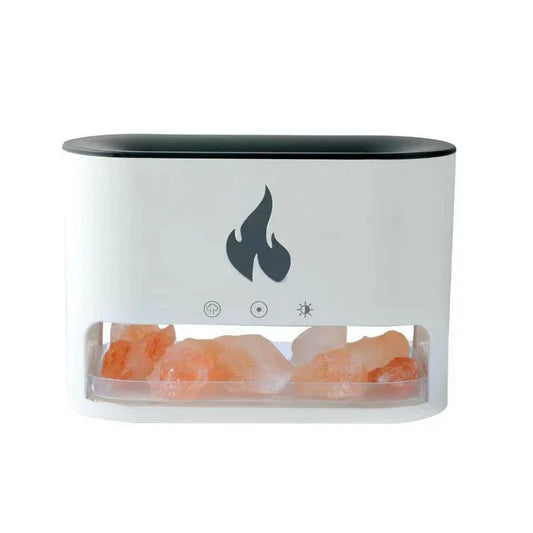 White Himalayan Salt Flame Aroma Diffuser - 250ml Ultrasonic Humidifier with 7-Color LED Light for Relaxation and Decor - Mekamart Australia