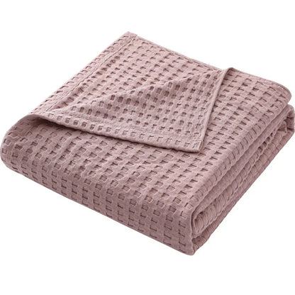 Cotton Waffle Blanket - Air Conditioning Blanket/Throw/Summer Quilt, 100*150cm,Khaki - Mekamart Australia