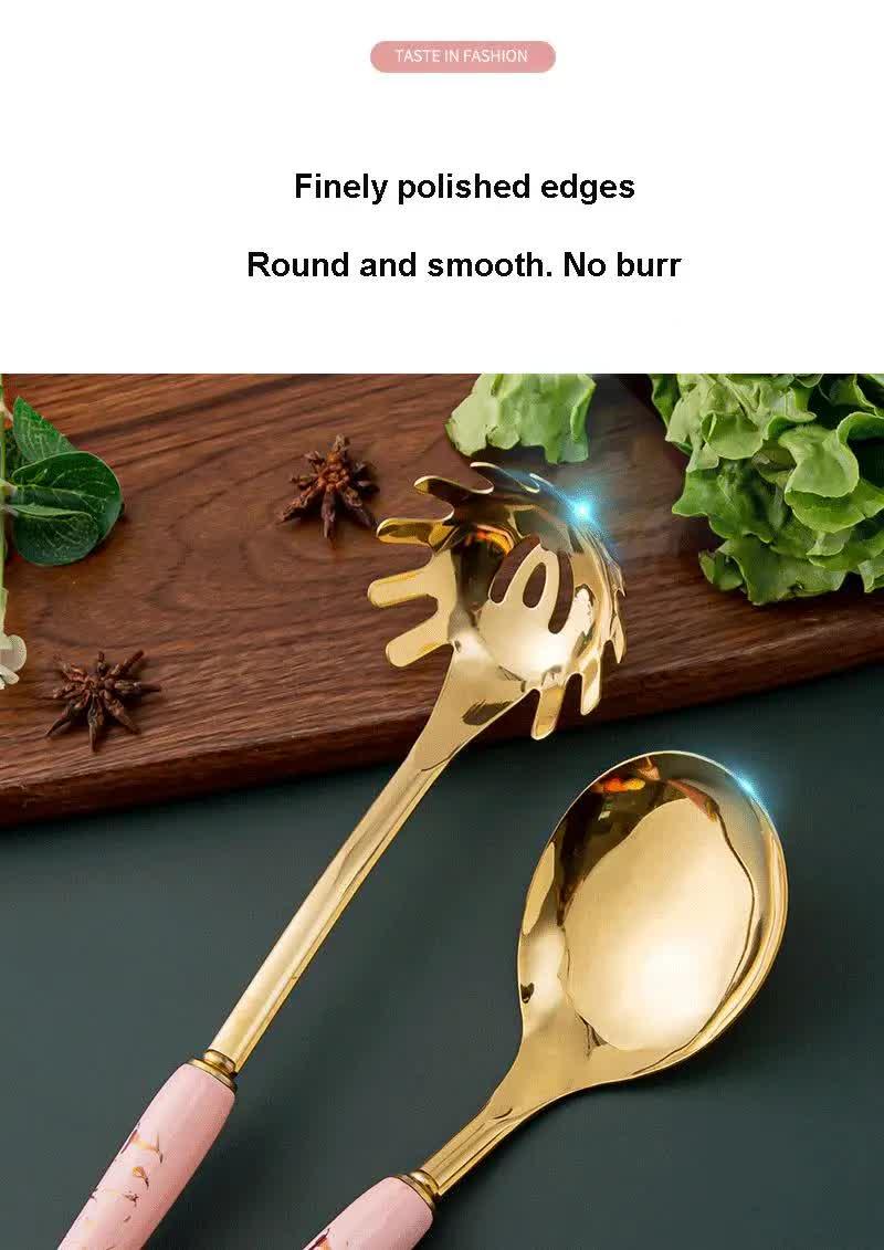 Dark Green Gold Stainless Steel Kitchen Utensil Set - 7-Piece Golden Cooking Tools with Stand - Mekamart Australia