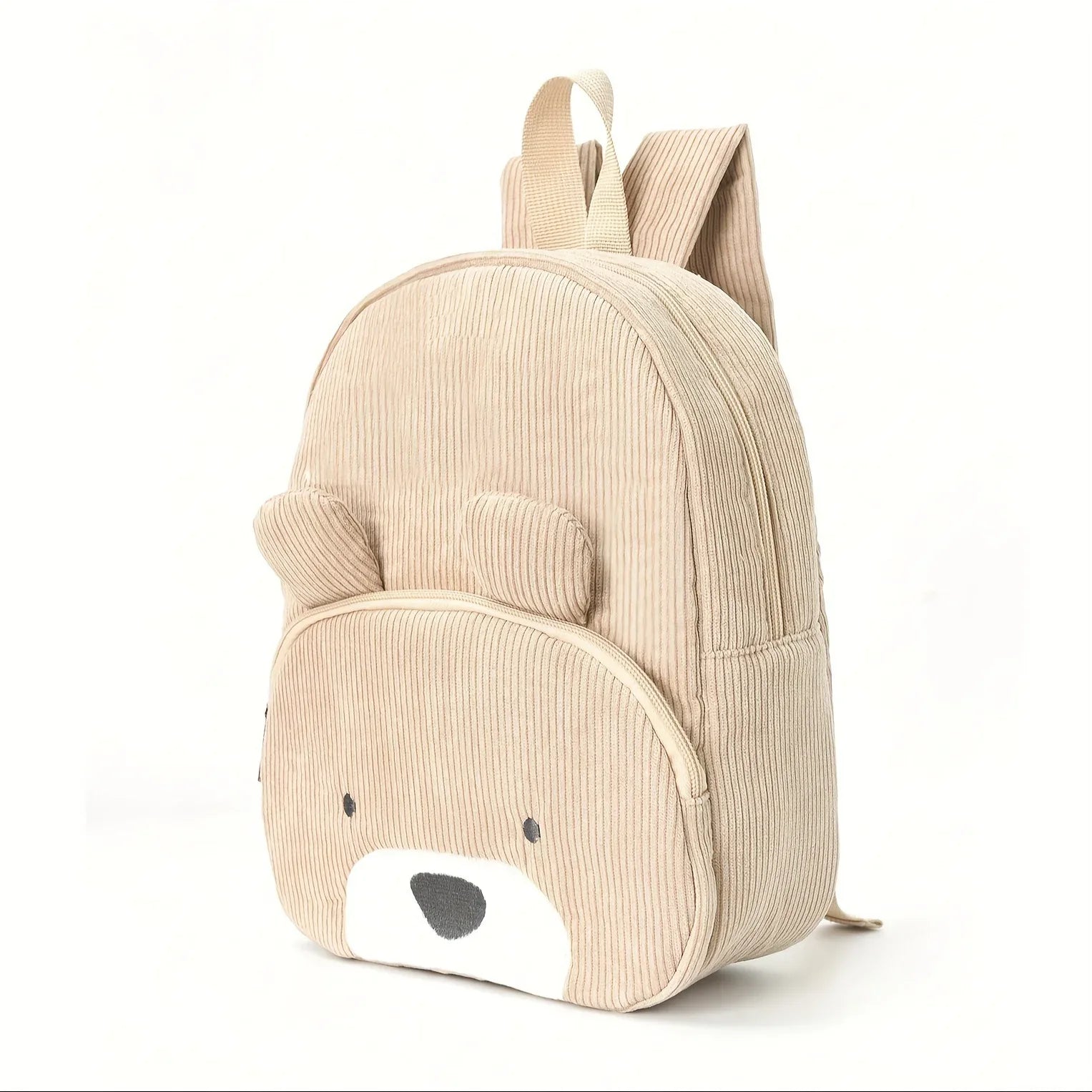 Cute Khaki Dog Backpack - Soft Corduroy Material with Adjustable Straps - Mekamart Australia