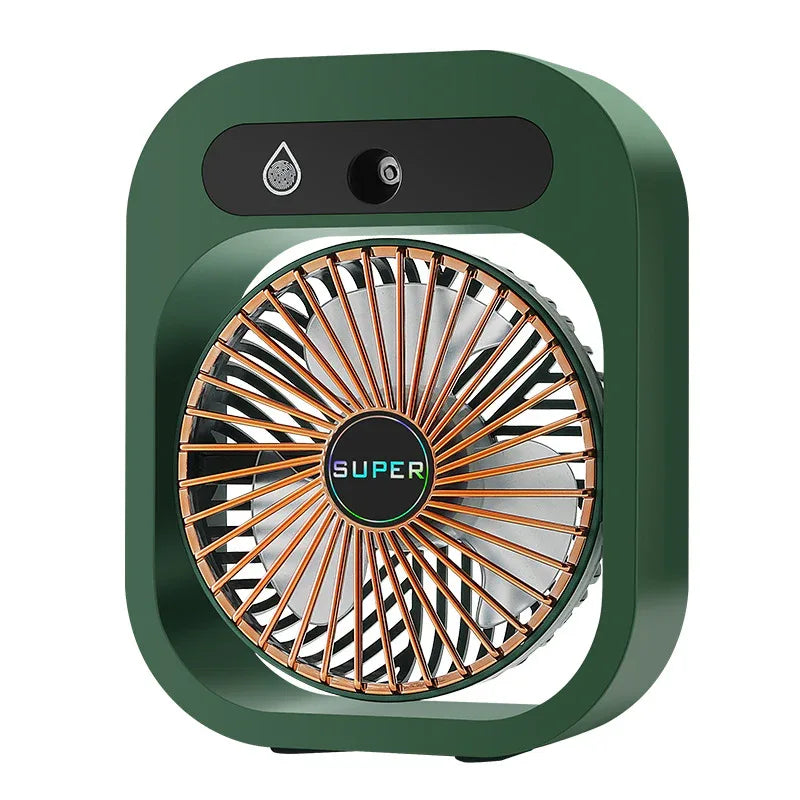 Portable USB Rechargeable Misting Fan – Compact Personal Fan with Cooling Spray - Green Colors - Mekamart Australia