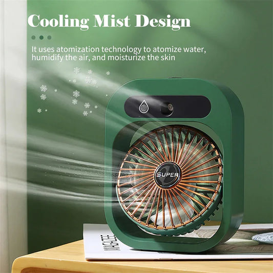 Portable USB Rechargeable Misting Fan – Compact Personal Fan with Cooling Spray - Green Colors - Mekamart Australia