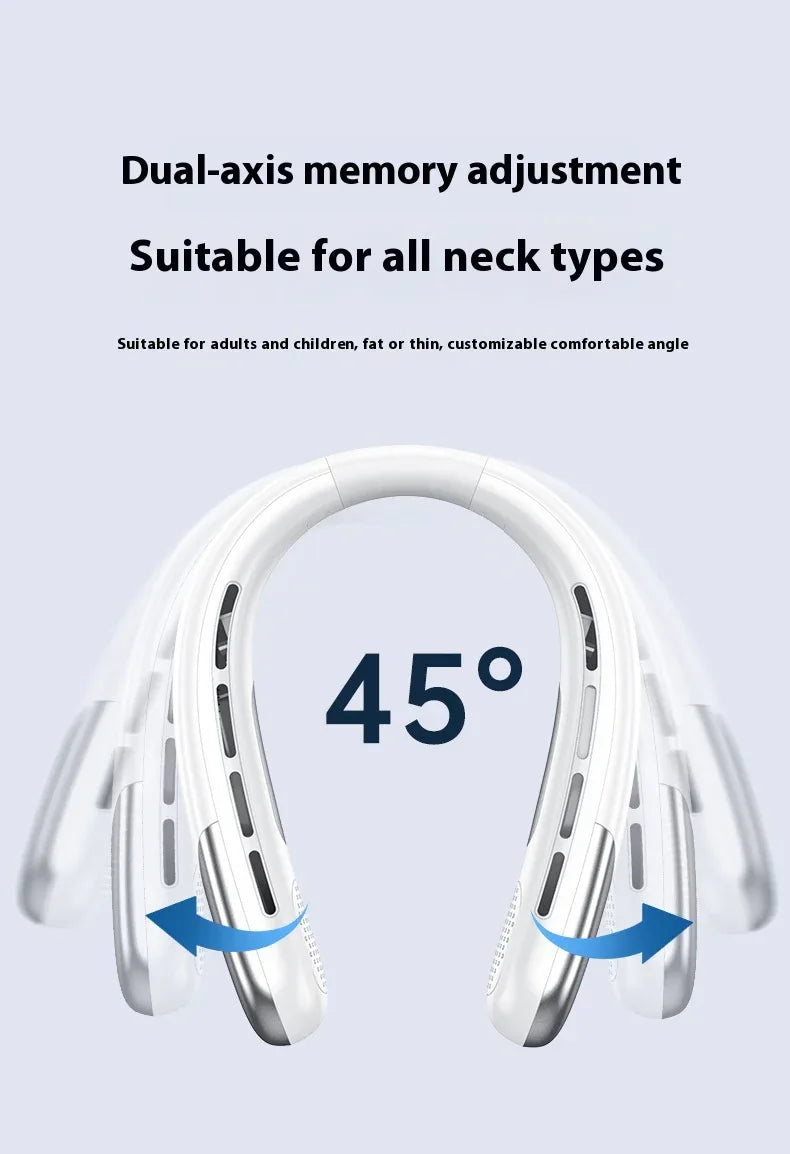 Digital Display Neck Fan - Rechargeable Portable Wearable Fan with Adjustable Speed- Blue 2400mAh - Mekamart Australia