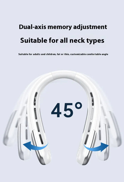 Digital Display Neck Fan - Rechargeable Portable Wearable Fan with Adjustable Speed- Blue 2400mAh - Mekamart Australia