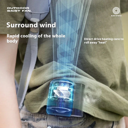 Black Outdoor Waist Fan - Portable Wearable Fan for Hands-Free Cooling - Mekamart Australia