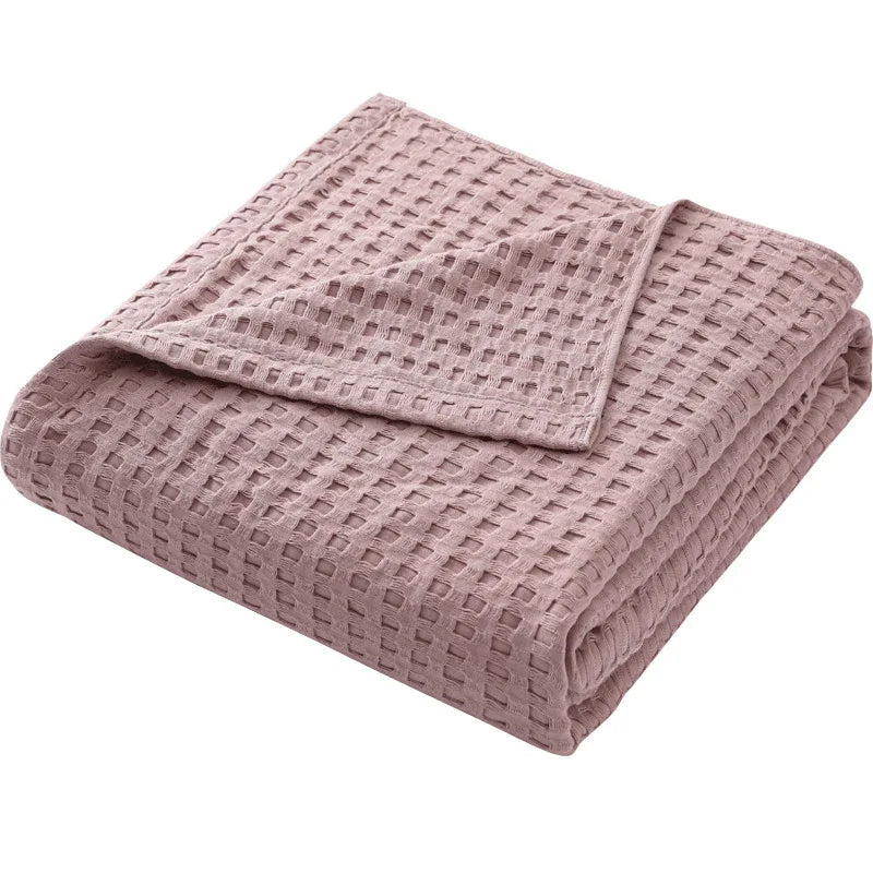 Cotton Waffle Blanket - Air Conditioning Blanket/Throw/Summer Quilt, 200*230cm,Yellow - Mekamart Australia